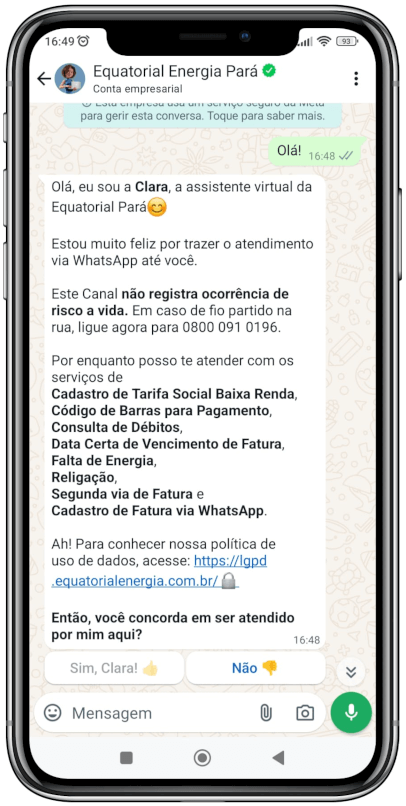 Equatorial Pará WhatsApp